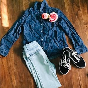 GIRLS DENIM BUTTON UP